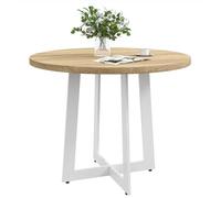 HOMCOM Tavolo da Pranzo Rotondo per 4 Persone, Tavolo da Cucina Moderno con Piano in Legno, Ø100x75cm, Bianco