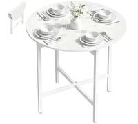 HOMCOM Tavolo da Pranzo Rotondo Pieghevole per 2-4 Persone Ø80 cm Bianco
