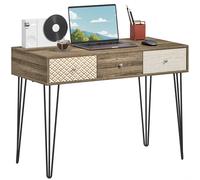 Homcom Tavolo da scrivania bohémien con 3 cassetti e gambe a forcina per toeletta da ufficio, camera da letto, 105X50X75 cm, legno
