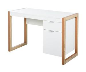 HOMCOM Tavolo da scrivania tavolo per computer spaziosa con cassetto armadio gambe di forma rettangolare stile moderno decorazione addizionale 112,5 x 50 x 75,5 cm bianco