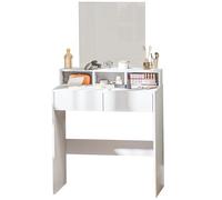 HOMCOM Tavolo da trucco con specchio con 2 cassetti e 3 scomparti, stile moderno per camera da letto, 75 x 38 x 135 cm, bianco