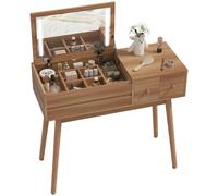 HOMCOM Tavolo da Trucco Scrivania 2 in 1 con Specchio e Spazio Contenitore