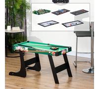 HOMCOM Tavolo Multigioco 6 in 1 Pieghevole, Tavolo da Gioco Multifunzione con Calcio Balilla, Biliardo, Hockey, Ping Pong, Anelli e Ice Hockey per Adulti e Bambini, per Casa Scuola, 118x104x71 cm Lasc