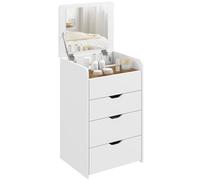 HOMCOM Tavolo per Trucco 3 in 1 con Specchio, Vano, Cassetti e Sgabello