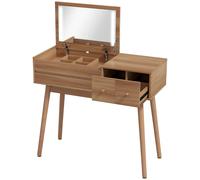 HOMCOM Tavolo per Trucco Scrivania 2 in 1 con Specchio e Spazio Contenitore