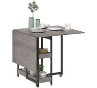 HOMCOM Tavolo Pieghevole a 2 Ribalte per 4 Persone con 2 Ripiani Aperti, in Legno e Metallo, 133.4x80x75 cm, Grigio Aosom Italy