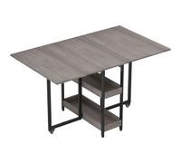 HOMCOM Tavolo Pieghevole a 2 Ribalte per 4 Persone con 2 Ripiani Aperti, in Legno e Metallo, 133.4x80x75 cm, Grigio Aosom Italy