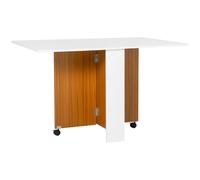 HOMCOM Tavolo Pieghevole con Rotelle e 2 Ribalte per Casa e Ufficio 120x80x73cm