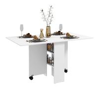 HOMCOM Tavolo Pieghevole con Ruote e 2 Ribalte Multiuso Casa e Ufficio in Legno