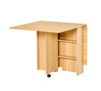 HOMCOM Tavolo Pieghevole con Ruote e 2 Ribalte Multiuso Casa e Ufficio in Legno