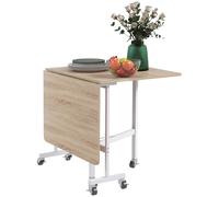 HOMCOM Tavolo Pieghevole Consolle Moderno per 6 persone a 2 Ribalte con 6 ruote integrate, in MDF e Acciaio, 120x80x73cm, Marrone Aosom Italy