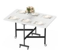 HOMCOM Tavolo Pieghevole da Pranzo con Ruote e Freni per 6 Persone Rovere