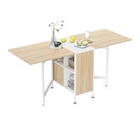 HOMCOM Tavolo Pieghevole Multiuso con 2 Ribalte e 4 Scompartimenti 169x60x75cm