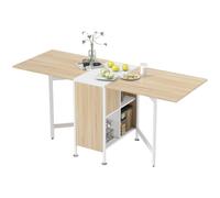 HOMCOM Tavolo Pieghevole Multiuso con 4 Scompartimenti in Legno 169x60x75cm