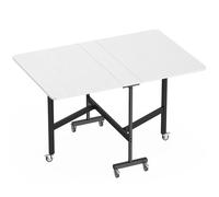 HOMCOM Tavolo Pieghevole per 4-6 Persone con 2 Ribalte e Ruote con Freno, 120x80x73 cm, Bianco Legno Aosom Italy