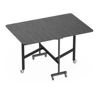 HOMCOM Tavolo Pieghevole per 4-6 Persone con 2 Ribalte e Ruote con Freno, 120x80x73 cm, Nero Effetto Legno Aosom Italy