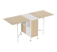 HOMCOM Tavolo Pieghevole, Scrivania a Scomparsa Rovere bianco 169 × 62 × 75cm