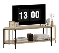 HOMCOM Tavolo TV bohémien fino a 55" con design a filo di carta e 2 ripiani aperti per il soggiorno e la camera da letto 124x43,5x41 cm Naturale