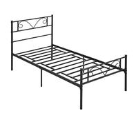 HOMCOM Telaio per letto singolo in metallo 31 cm per materasso 90 x 190 cm con testiera a forma di farfalla, struttura del letto con spazio basso di stoccaggio, 95 x 196 x 100 cm, colore nero