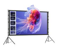 HOMCOM Telo per Proiettore 100" 16:9 HD 4K/8K, Angolo 160° e Treppiedi, Bianco