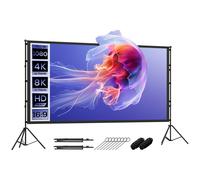 HOMCOM Telo per Proiettore 100" 16:9 HD 4K/8K, Angolo 160° e Treppiedi, Bianco