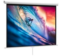 HOMCOM Schermo per Proiettore 84 Pollici Formato 4:3, Telo Proiettore Avvolgibile con Angolo di 160° e Montaggio a Soffitto o Parete, 181x8x138 cm, Bianco