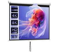 HOMCOM Telo per Proiettore da 100 Pollici Formato 4:3 ad Altezza Regolabile, Schermo da Proiezione in Tessuto e Metallo, 203x152 cm, Bianco