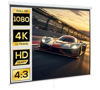 HOMCOM Telo per Proiettore da 120 Pollici Formato 4:3 ad Altezza Regolabile, Schermo da Proiezione in Tessuto e Metallo, 244x183 cm, Bianco