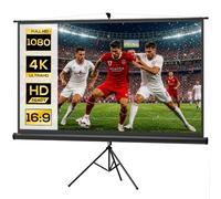 HOMCOM Telo Proiettore 100 Pollici 4K HD 4:3 con Treppiede Nero