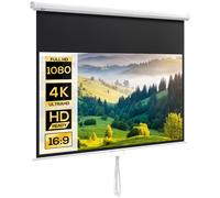 HOMCOM Telo Proiettore 80" 16:9 con Corda in Plastica e Metallo Bianco