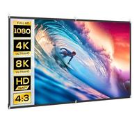 HOMCOM Telo Proiettore da 100 Pollici 4K/8K HD Formato 16:9, Altezza Regolabile Manuale, Schermo Proiettore Lavabile, Grandangolo di 160 Gradi, per Casa, Home, Cinema, Ufficio, Bianco