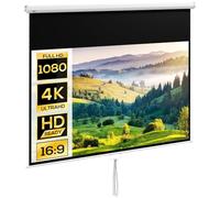 HOMCOM Telo Proiettore da 100 Pollici 4K HD Formato 16:9 con Fissaggio a Muro e Soffitto, Schermo Proiettore in Metallo, Grandangolo di 160 Gradi, per Casa, Home, Cinema, Esterno, Bianco