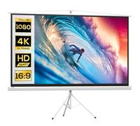 HOMCOM Telo Proiettore da 100 Pollici 4K HD Formato 16:9 con Treppiede Pieghevole e Altezza Regolabile, Schermo Proiettore Portatile, Grandangolo di 160 Gradi, per Casa, Home, Cinema, Esterno, Bianco