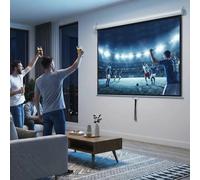 HOMCOM Telo Proiettore da 100 Pollici 4K HD Formato 4:3/16:9, Altezza Regolabile Manuale, Schermo Proiettore, Grandangolo di 160 Gradi, Telo Videoproiettore per Casa, Home, Cinema, Ufficio, Bianco