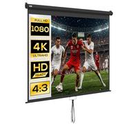 HOMCOM Telo Proiettore da 100 Pollici 4K HD Formato 4:3/16:9, Altezza Regolabile Manuale, Schermo Proiettore, Grandangolo di 160 Gradi, Telo Videoproiettore per Casa, Home, Cinema, Ufficio, Nero