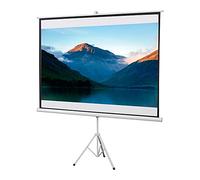 HOMCOM Telo Proiettore da 100 Pollici 4K HD Formato 4:3 con Treppiede Pieghevole e Altezza Regolabile, Schermo per Proiettore Portatile, Grandangolo di 160 Gradi, per Casa Home Cinema Esterno, Bianco