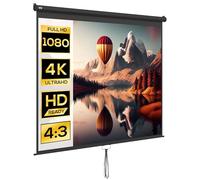 HOMCOM Telo Proiettore da 120 Pollici 4K HD Formato 4:3/16:9, Altezza Regolabile Manuale, Schermo Proiettore, Grandangolo di 160 Gradi, Telo Videoproiettore per Casa, Home, Cinema, Ufficio, Nero