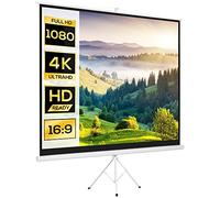 HOMCOM Telo Proiettore da 120 Pollici 4K HD Formato 4:3 con Treppiede Pieghevole Regolabile, Schermo Proiettore Portatile in Metallo, Grandangolo di 160 Gradi, per Casa, Home, Cinema, Esterno, Bianco