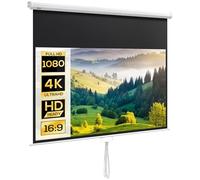 HOMCOM Telo Proiettore da 80 Pollici 4K HD Formato 16:9, Altezza Regolabile Manuale, Schermo Proiettore, Grandangolo di 160 Gradi, Telo Videoproiettore per Casa, Home, Cinema, Ufficio, Esterno, Bianco