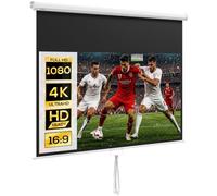 HOMCOM Schermo di Proiezione 80" 16:9 con Corda in Plastica e Metallo Bianco