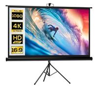 HOMCOM Telo Proiettore da 84 Pollici 4K HD Formato 16:9 con Treppiede Pieghevole