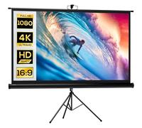 HOMCOM Telo Proiettore da 84 Pollici 4K HD Formato 16:9 con Treppiede Pieghevole Regolabile 1.82-2.4 m, Schermo Proiettore Portatile, Grandangolo di 160 Gradi, per Casa, Home, Cinema, Esterno, Nero