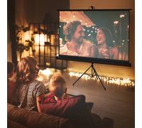 HOMCOM Telo Proiettore da 84 Pollici 4K HD Formato 16:9 con Treppiede Pieghevole Regolabile 1.82-2.4 m, Schermo Proiettore Portatile, Grandangolo di 160 Gradi, per Casa, Home, Cinema, Esterno, Nero