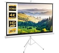HOMCOM Telo Proiettore da 84 Pollici 4K HD Formato 16:9 con Treppiede Pieghevole Regolabile, Schermo Proiettore Portatile in Metallo, Grandangolo di 160 Gradi, per Casa, Home, Cinema, Esterno, Bianco