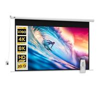 HOMCOM Telo Proiettore Motorizzato da 100 Pollici 4K HD Formato 16:9, Schermo Proiettore Motorizzato Elettrico con Telecomando, Telo Videoproiettore per Casa, Cinema, Ufficio, Home, 251x168 cm, Bianco