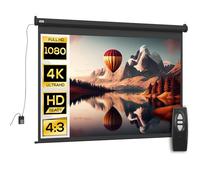 HOMCOM Telo Proiettore Motorizzato da 100 Pollici 4K HD Formato 4:3 Nero