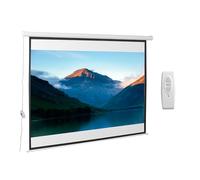 HOMCOM Telo Proiettore Motorizzato da 100 Pollici 4K HD Formato 4:3, Schermo Proiettore Motorizzato Elettrico Antirughe con Telecomando, Telo Videoproiettore per Casa, Cinema, Ufficio, Home, Bianco