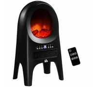 HOMCOM Termoventilatore a 3 Modalità di Riscaldamento, Stufa Elettrica con Temperatura Regolabile e Telecomando, in ABS, 33.7x25.5x60.4 cm, Nero
