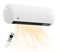 HOMCOM Termoventilatore da parete, 2000 W, in ceramica, con ventilatore | 2 livelli di potenza, display LED, termostato, timer, riscaldamento da parete con oscillazione, telecomando