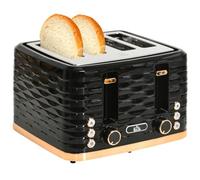 HOMCOM Tostapane 4 fette, 7 livelli di doratura, 1860W, design onda nero